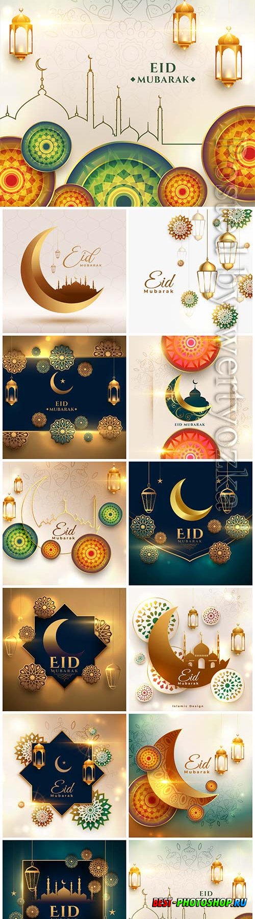 Eid mubarak religious islamic background vector design