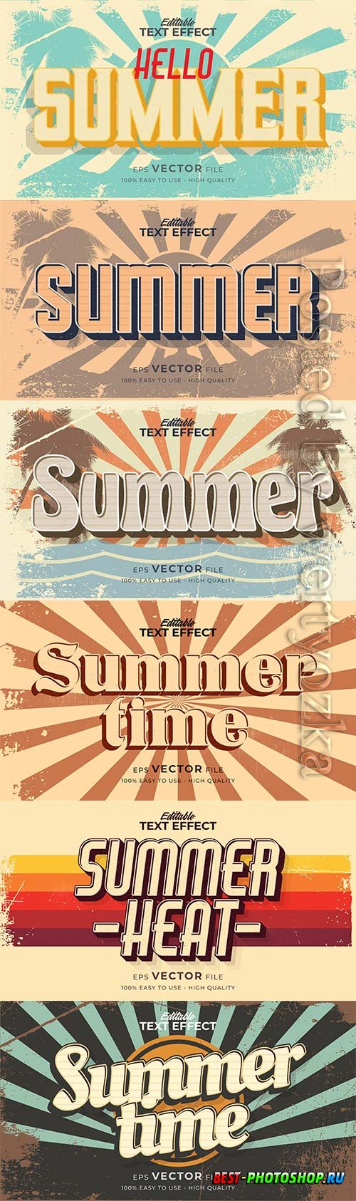 Text style effect, retro summer text in grunge style vol 2