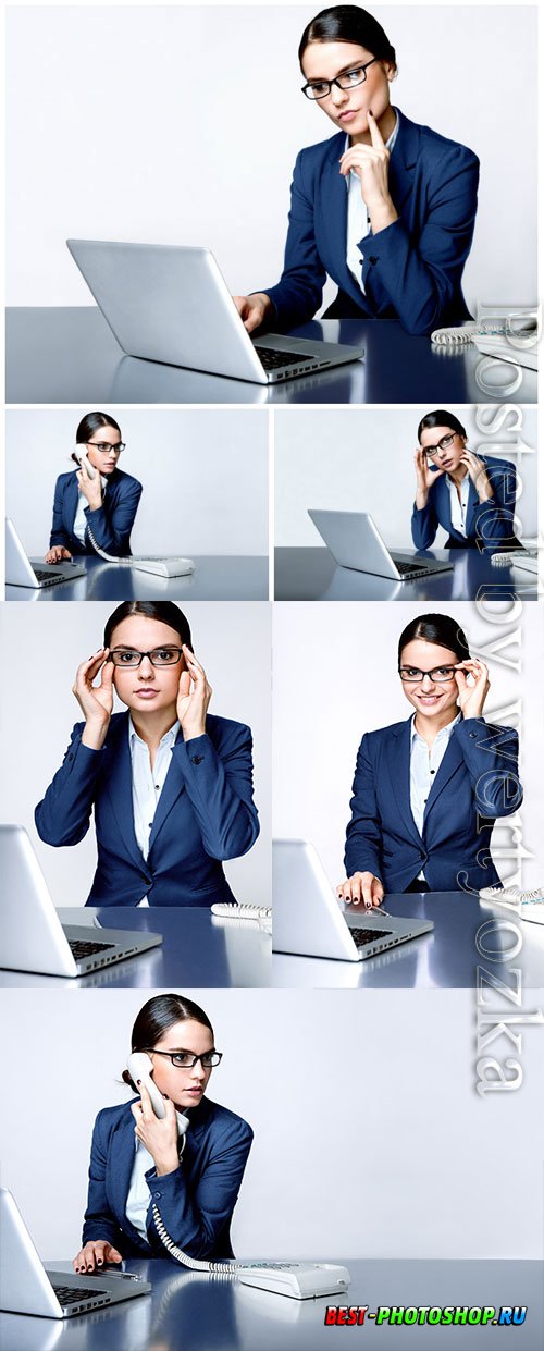 Stylish business woman with laptop stock photo