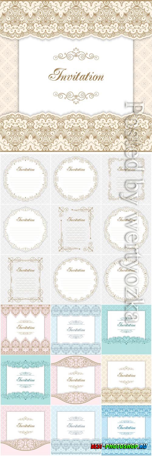 Wedding invitations and frames in vector