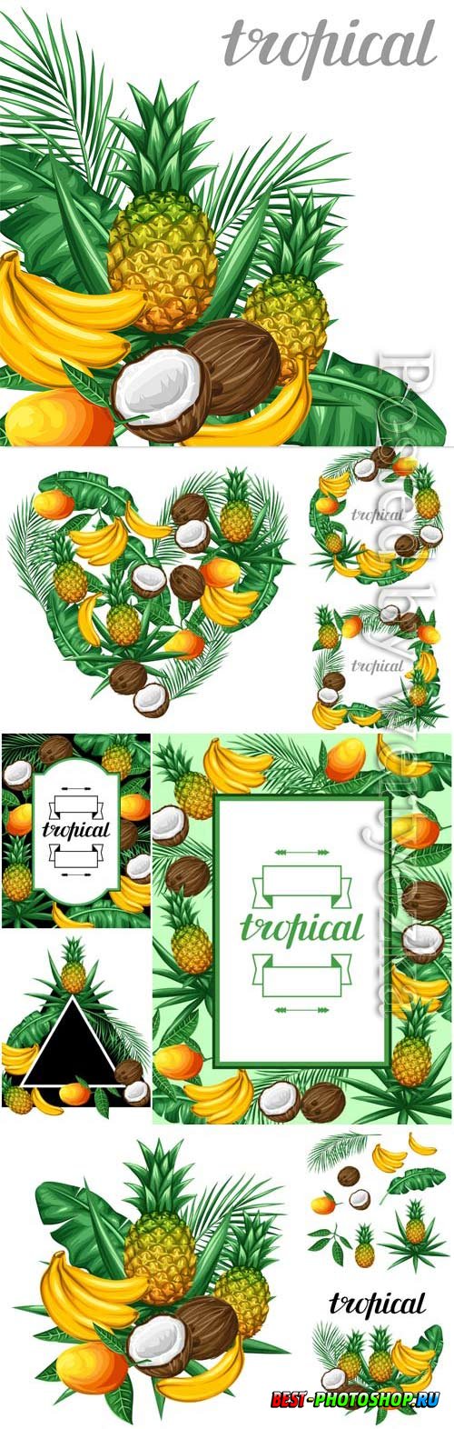 Tropical fruits in vector