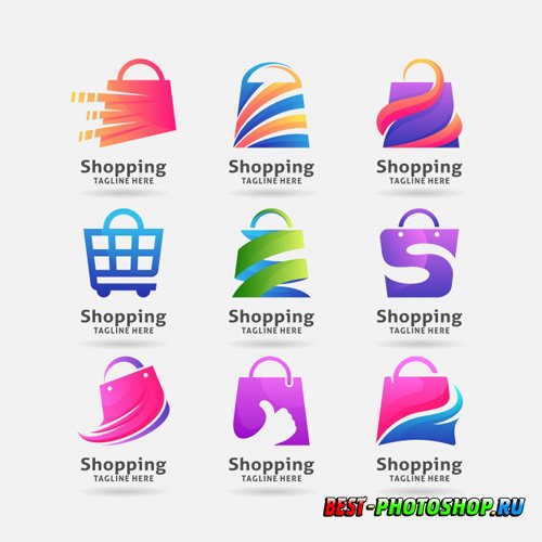 Collection of shopping bag logo vector design