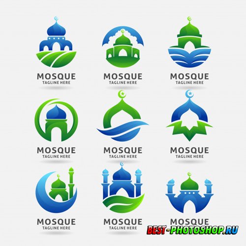 Collection of mosque logo vector design