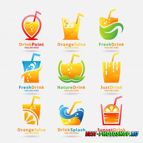 Collection of fresh drink logo vector design