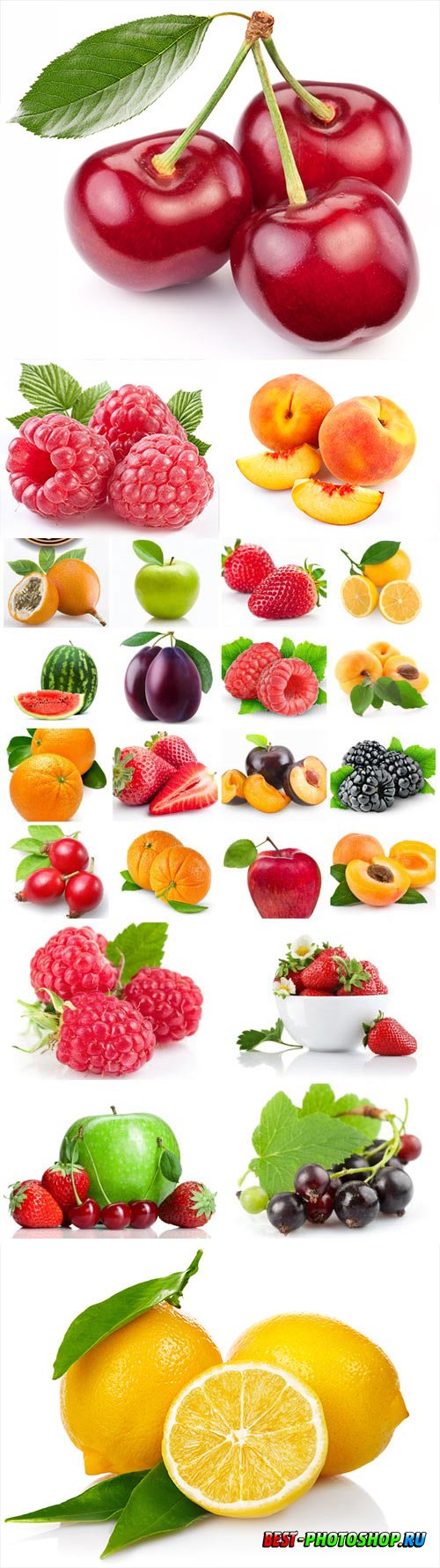 Set of fruits berries and citrus stock photo