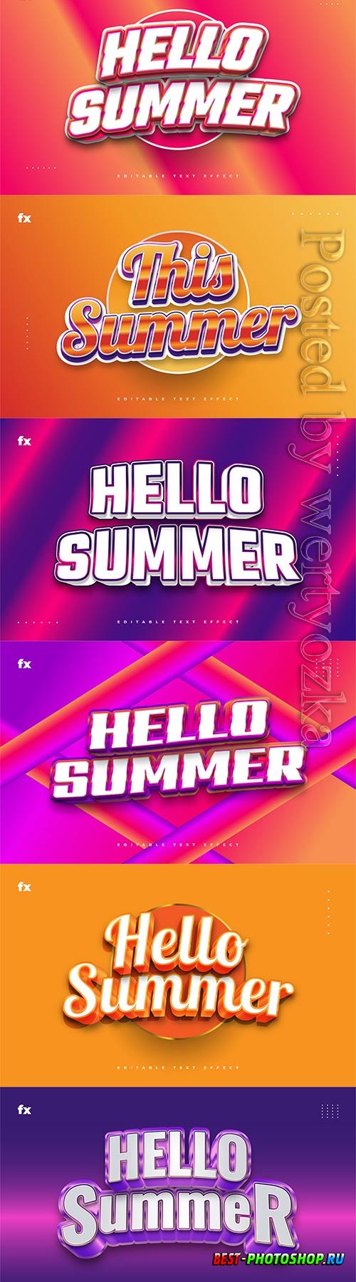 Hello summer 3d editable text style effect in vector vol 5