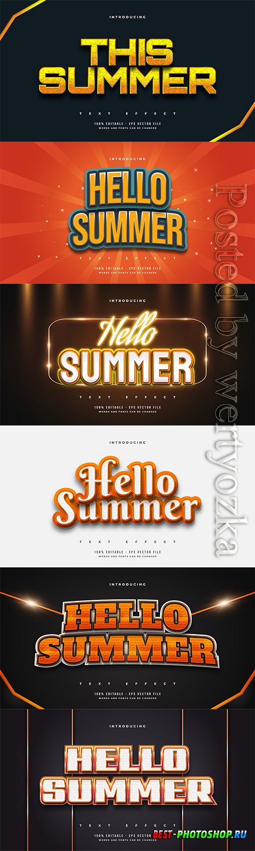 Hello summer 3d editable text style effect in vector vol 7