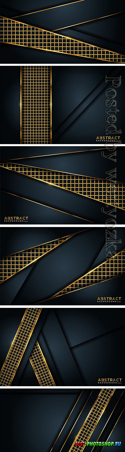 Luxurious dark vector background with golden line element