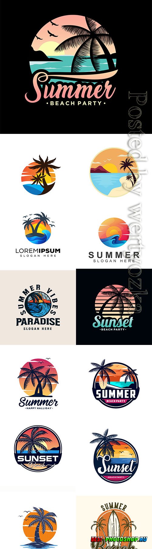Summer beach logo vector template