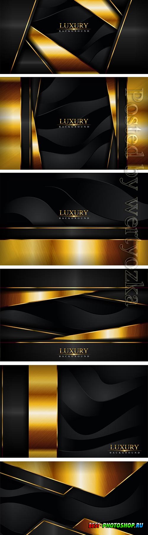 Luxury black background with golden lines vector composition