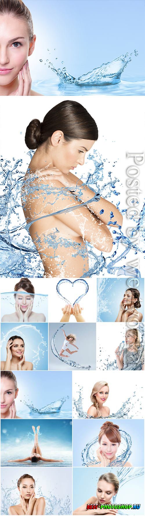 Girls splashing water stock photo