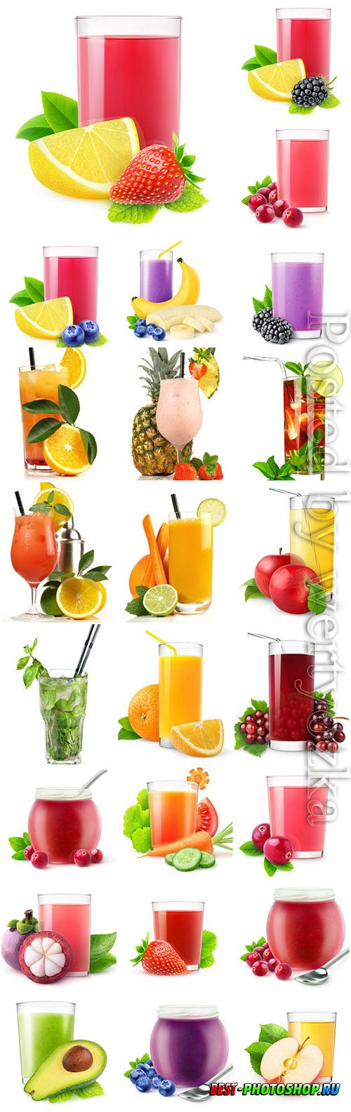 Fresh fruit and berry juices stock photo
