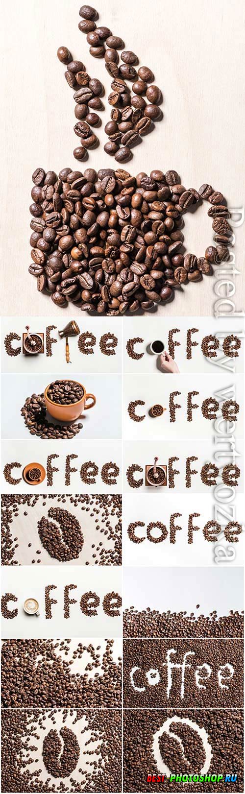 Creative photo with coffee beans stock photo
