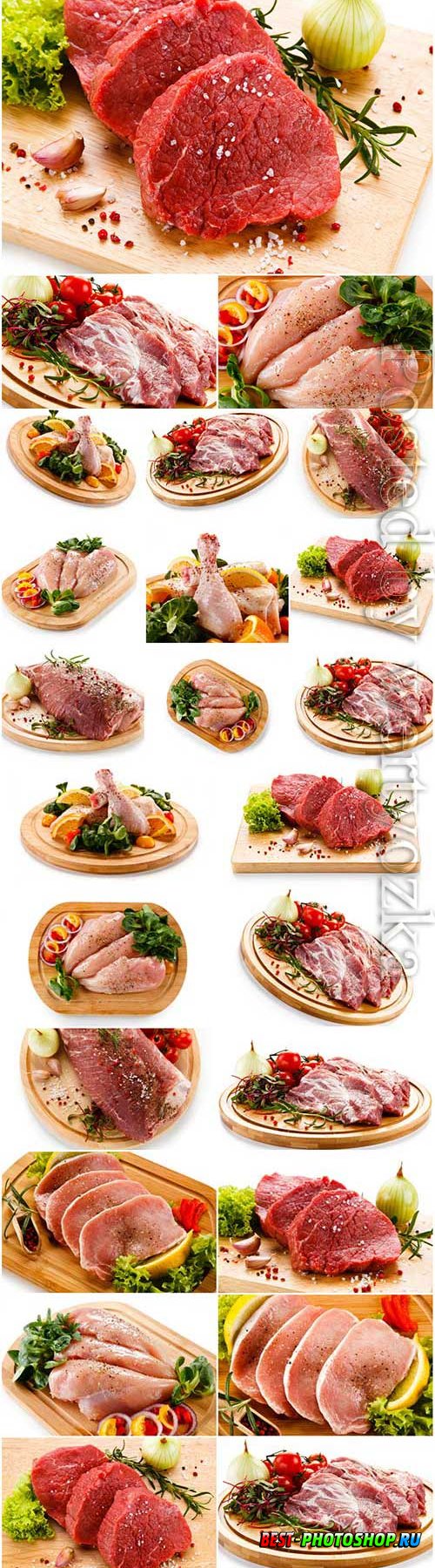 Meat vegetables and spices stock photo