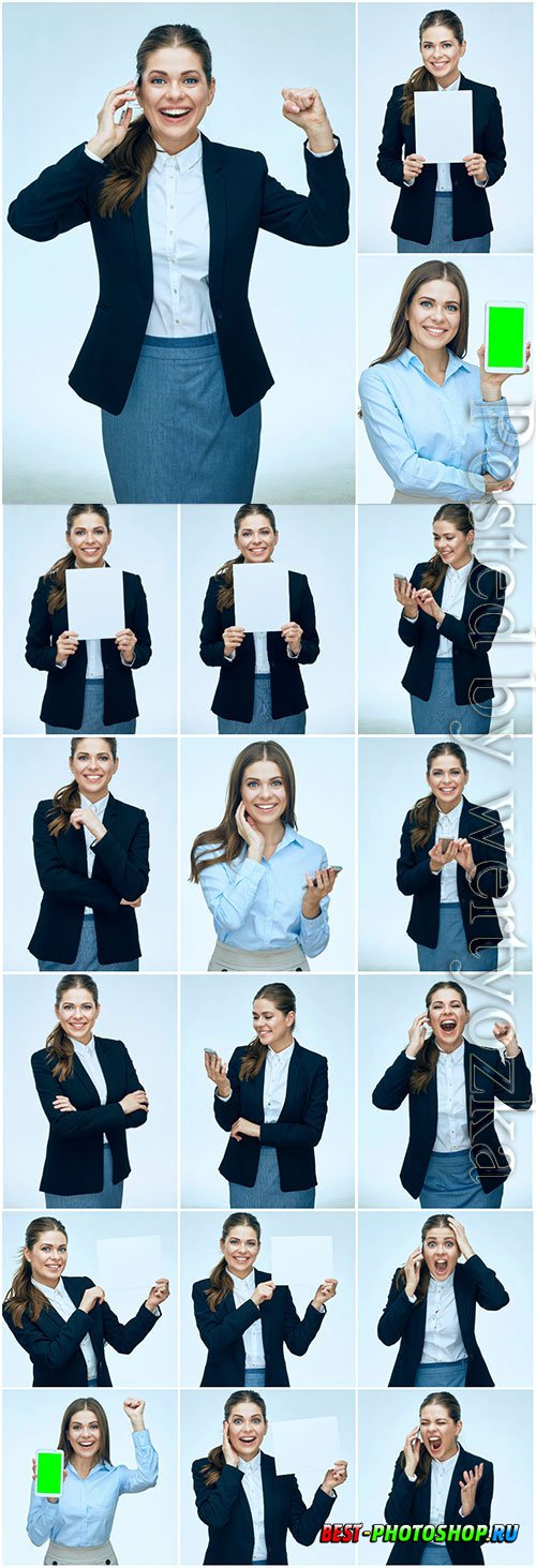 Cheerful businesswoman posing stock photo