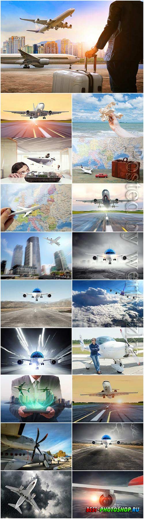 Airplanes, travel and vacation concept stock photo