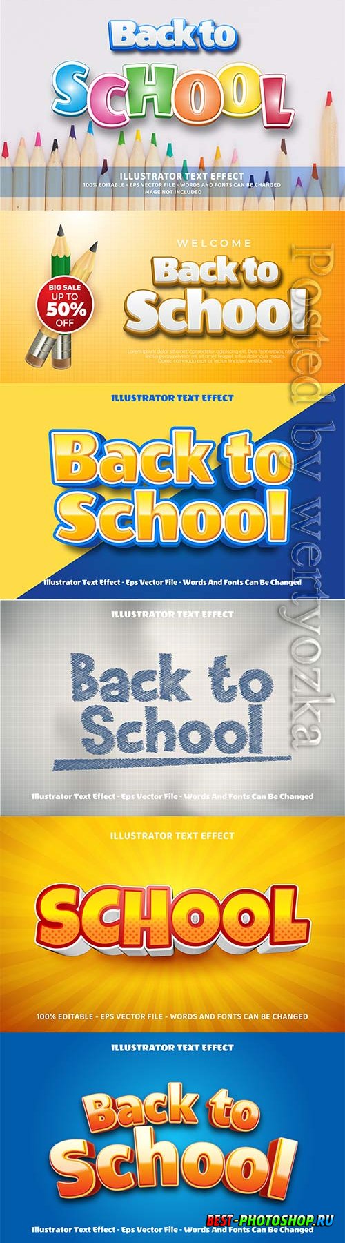 Back to school 3d editable text style effect vector vol 3