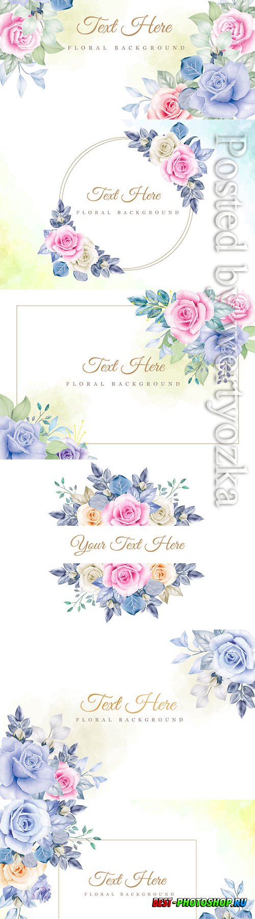 Elegant floral frame with beautiful floral watercolor