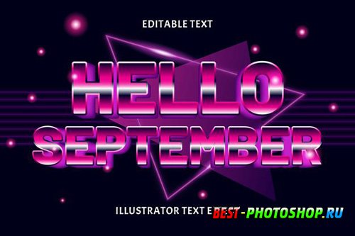 Hello september vector 3d  editable text effect