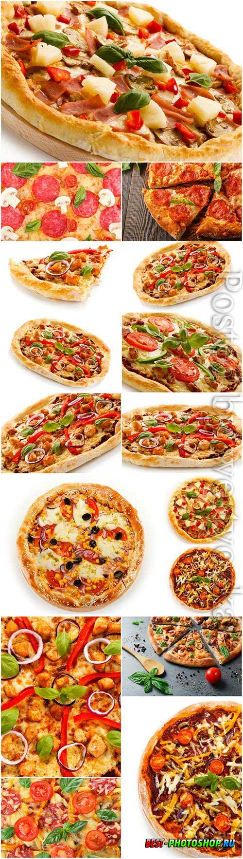 Pizza with various ingredients stock photo