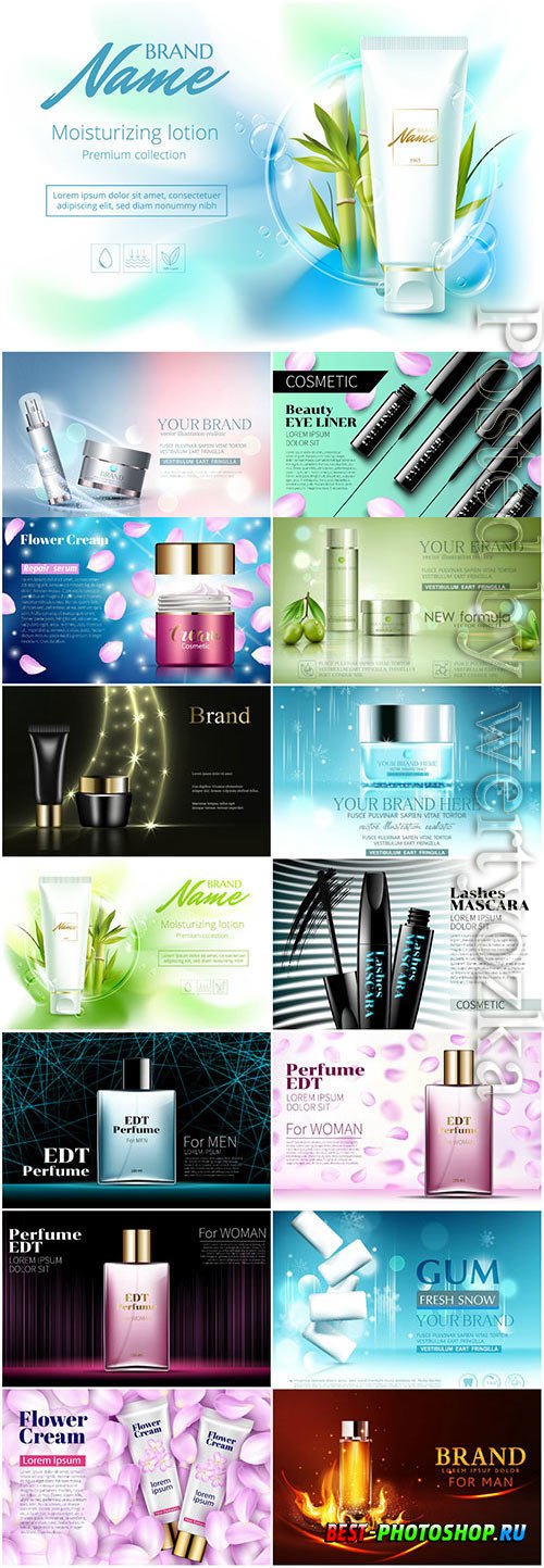Cosmetic products for women in vector
