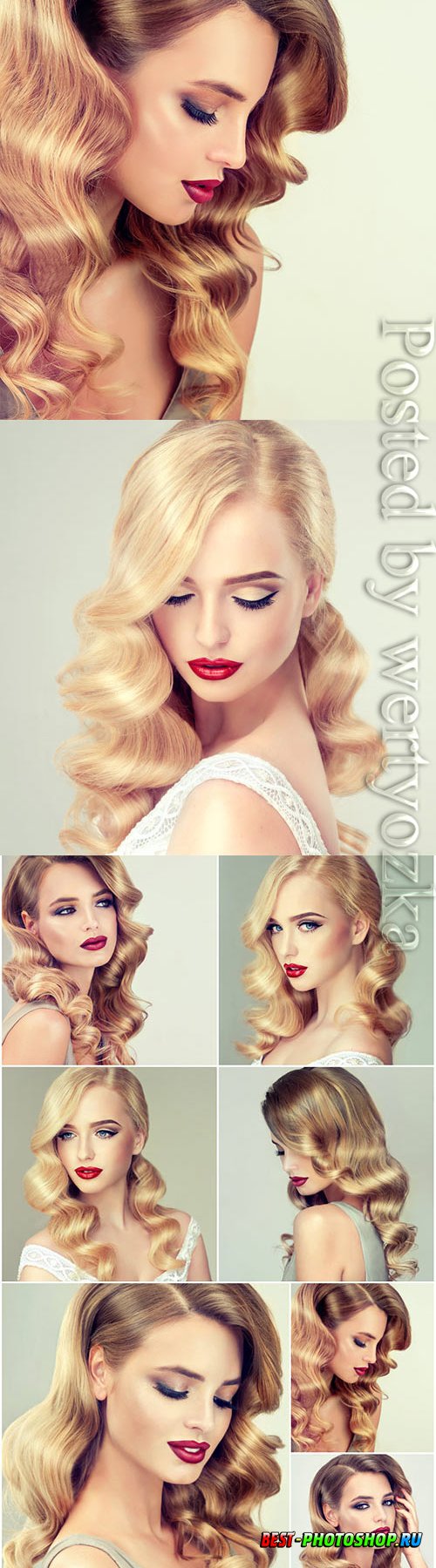 Lovely blonde girl with beautiful hair stock photo