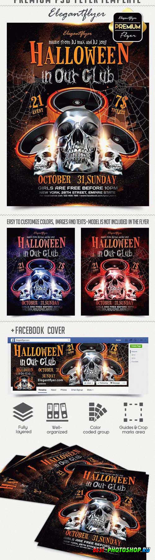Halloween in Our Club Flyer PSD Template