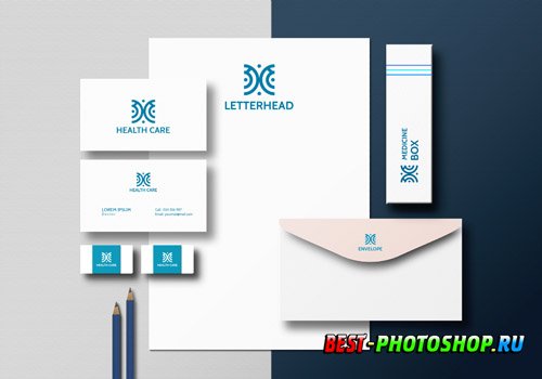 Stationary mockup with business card letterhead and element Premium Psd