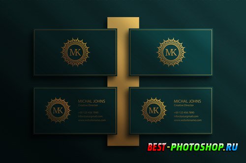 Photoshop business card mockup with shadow overlay design Premium Psd