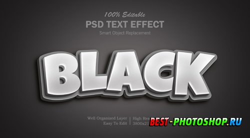 Editable black color photoshop 3d text effect Premium Psd