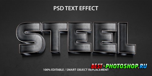 Editable text effect 3d steel premium Premium Psd