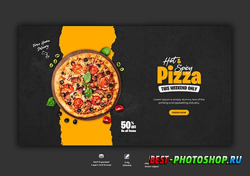 Pizza web banner template Premium Psd