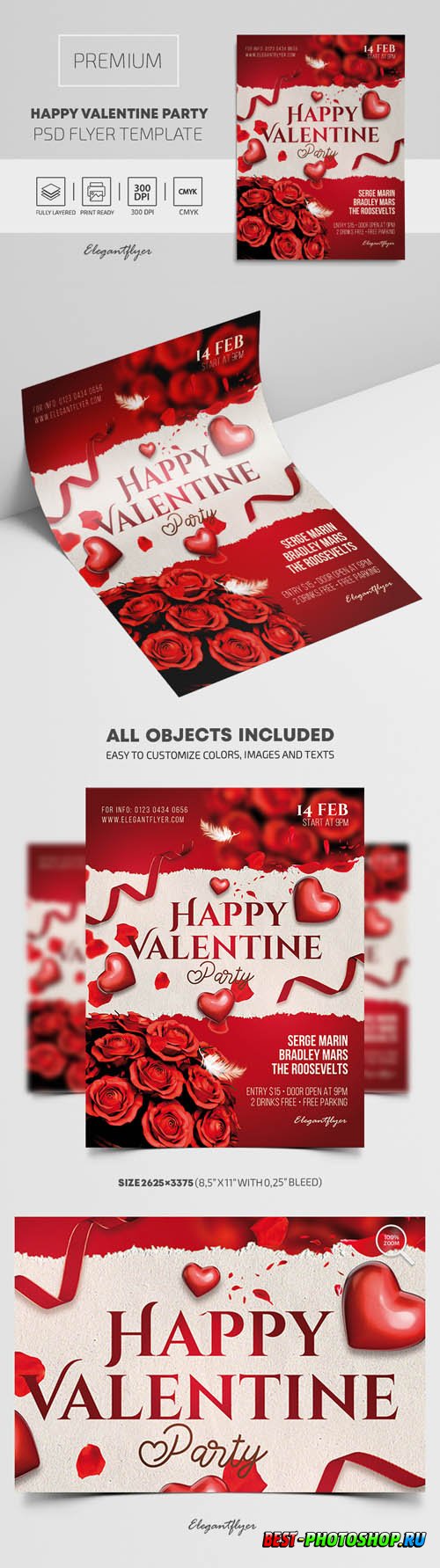 Happy Valentine Party Premium PSD Flyer Template