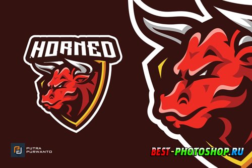 Bull Shield Badge Mascot Esport Logo