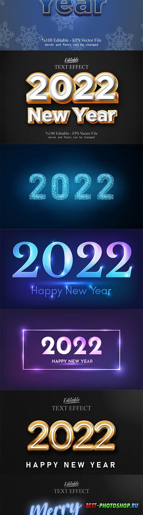 2022 New year, Merry christmas editable text effect premium vector vol 7