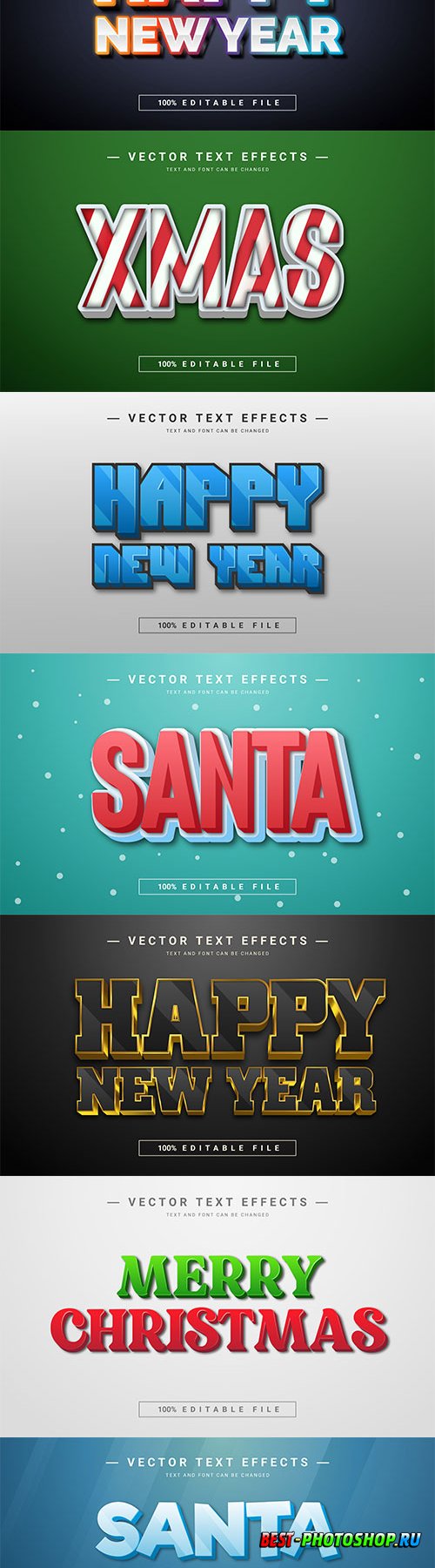 2022 New year, Merry christmas editable text effect premium vector vol 14