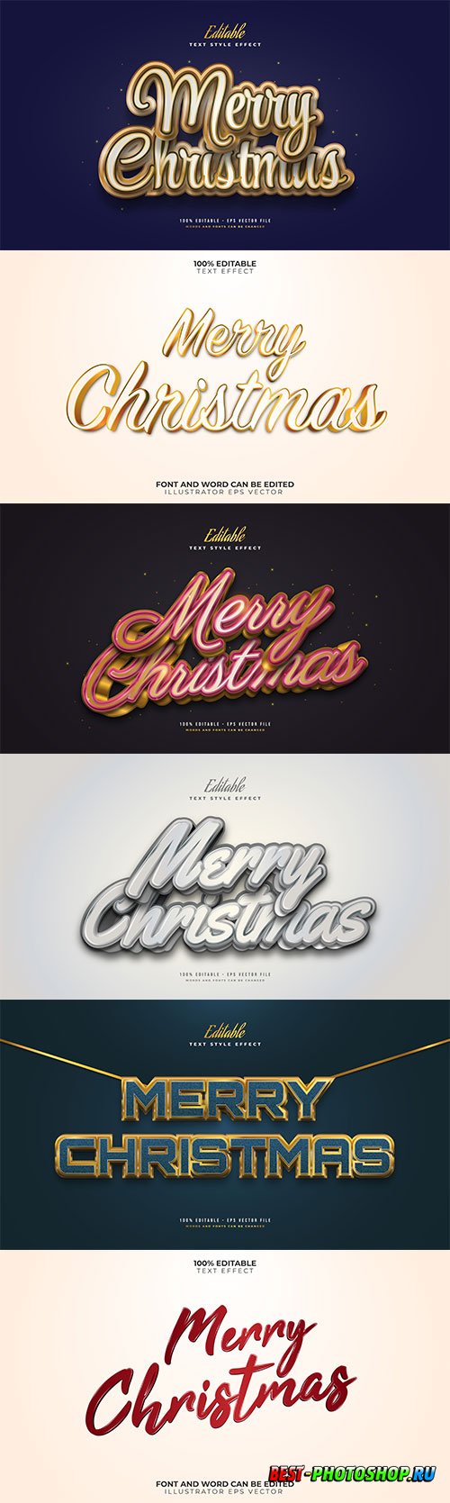 2022 New year, Merry christmas editable text effect premium vector vol 12
