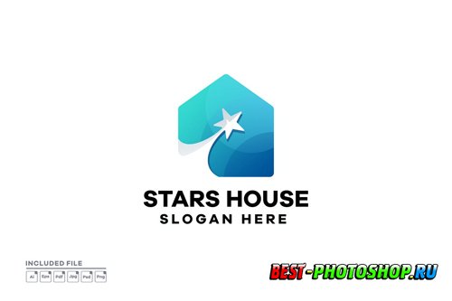 Stars House Gradient Logo Design
