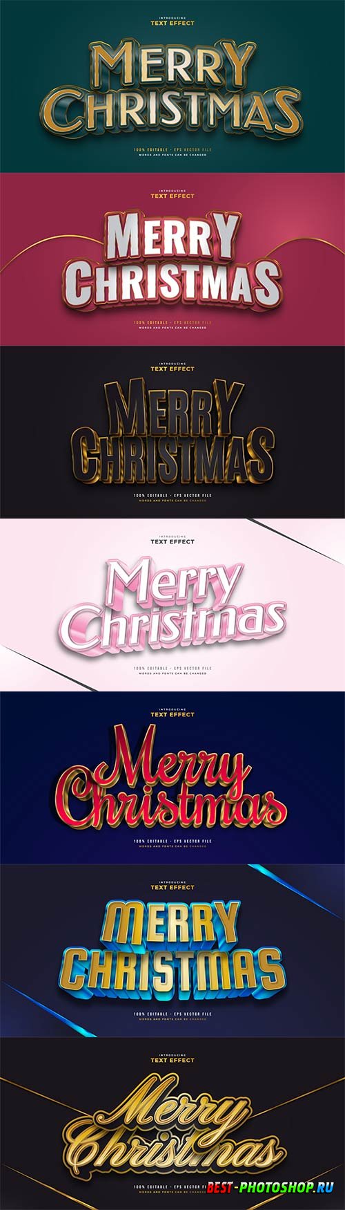 Merry christmas and happy new year 2022 editable vector text effects vol 27