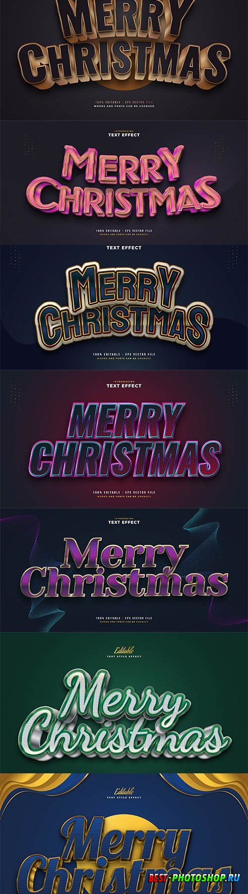Merry christmas and happy new year 2022 editable vector text effects vol 26