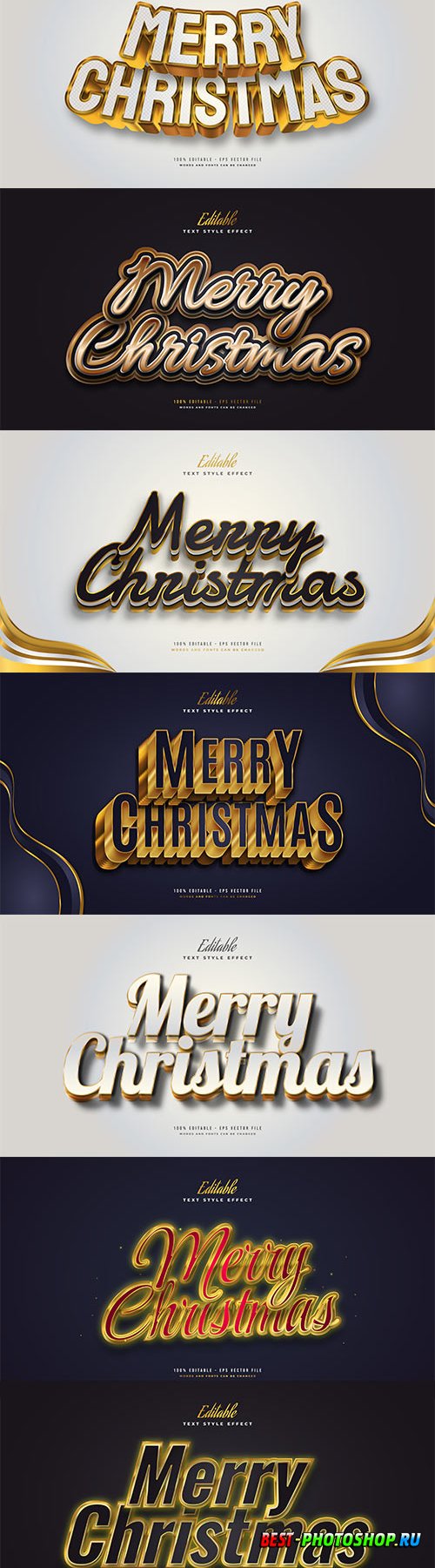 Merry christmas and happy new year 2022 editable vector text effects vol 21