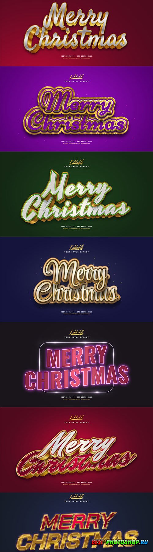 Merry christmas and happy new year 2022 editable vector text effects vol 20