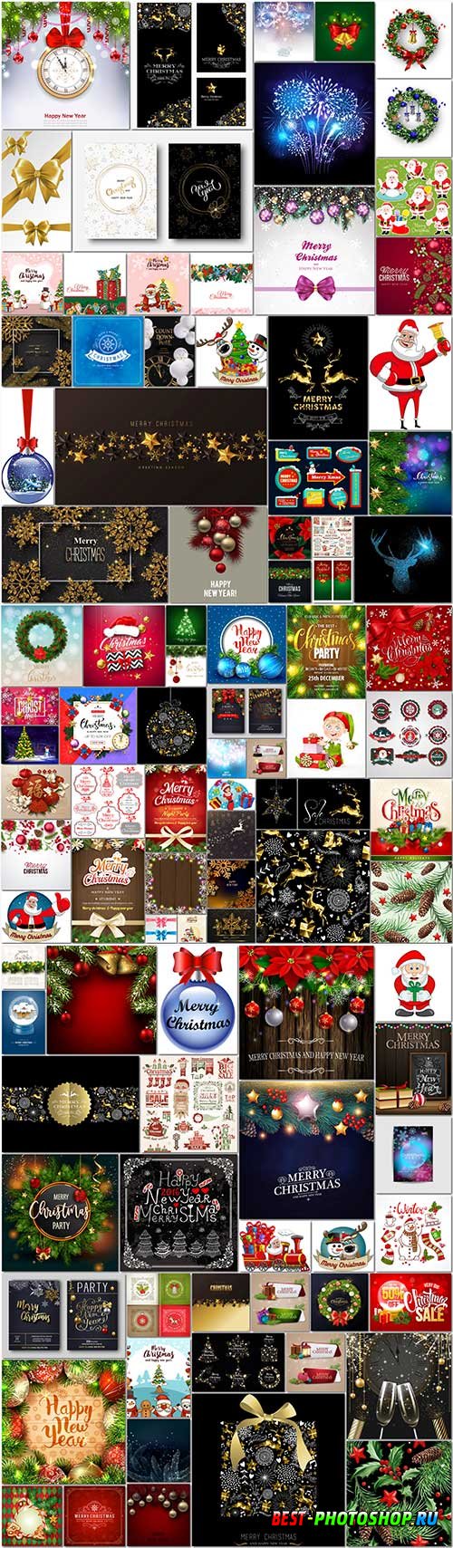 100 Bundle Christmas and New Year vector vol 7