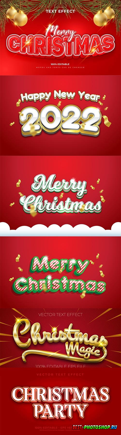 2022 New year and christmas editable text effect vector vol 27