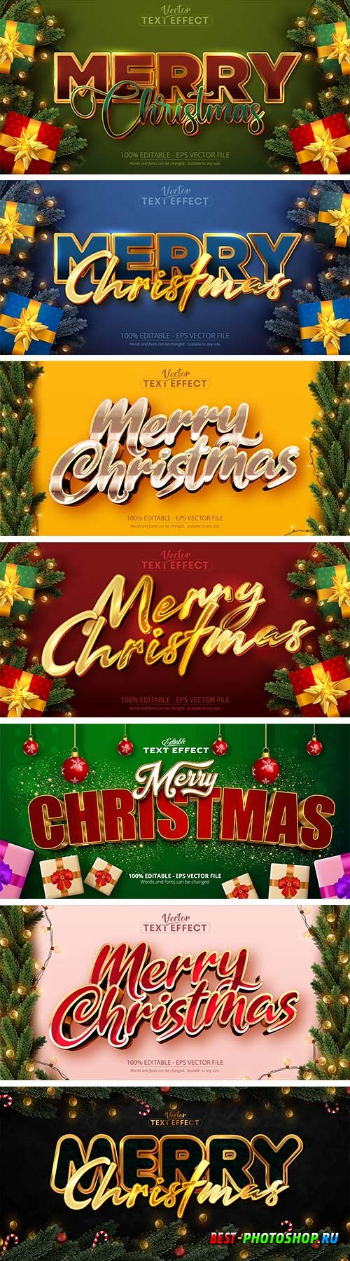 2022 New year and christmas editable text effect vector vol 24