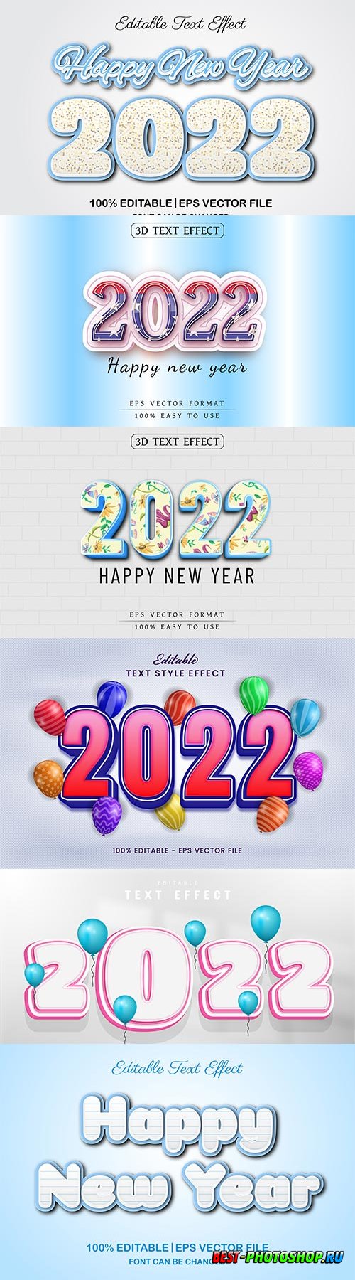 2022 New year and christmas editable text effect vector vol 26