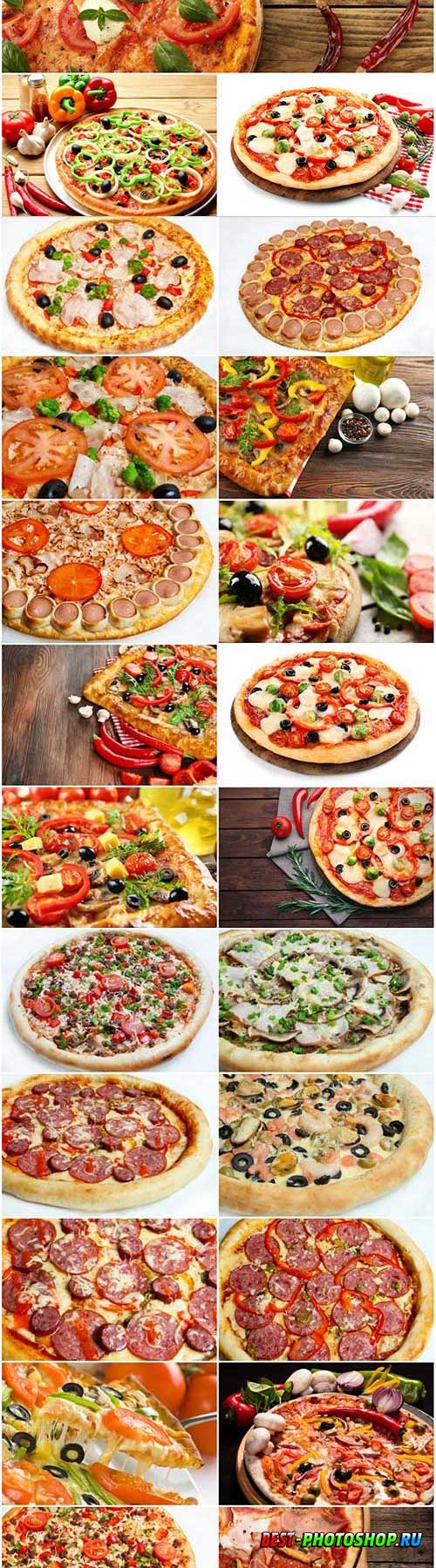 Pizza with different flavors stock photo