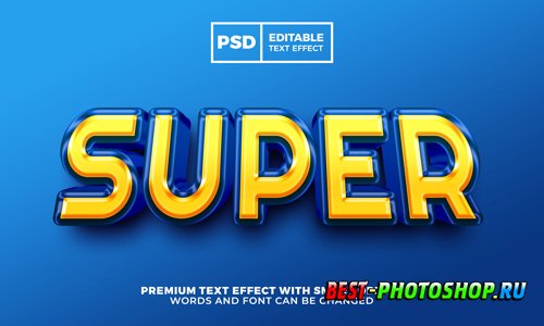 Super hero 3d editable text effect style premium psd