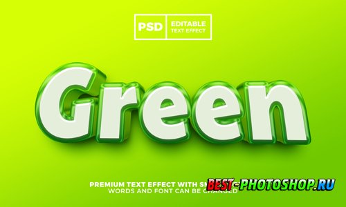Fresh green 3d editable text effect style premium psd