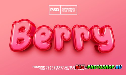Fresh berry 3d editable text effect style premium psd